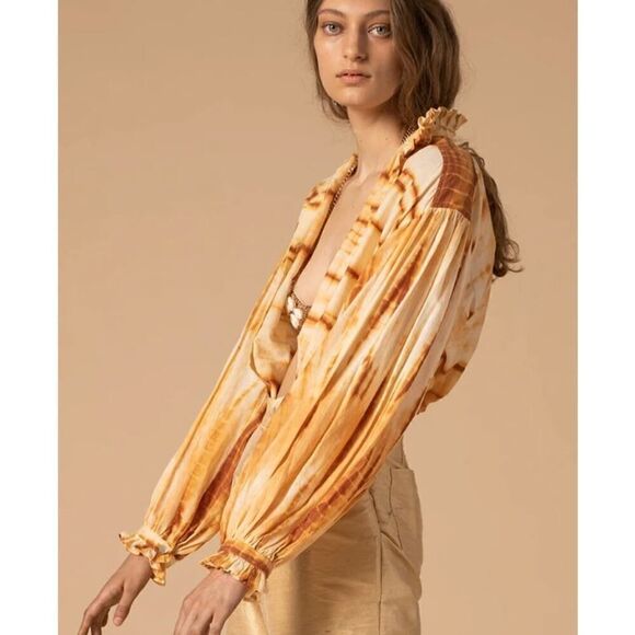 Alix of Bohemia Poet Blouse in Sunrise Shibori NWT Sz. M - Picture 1 of 9